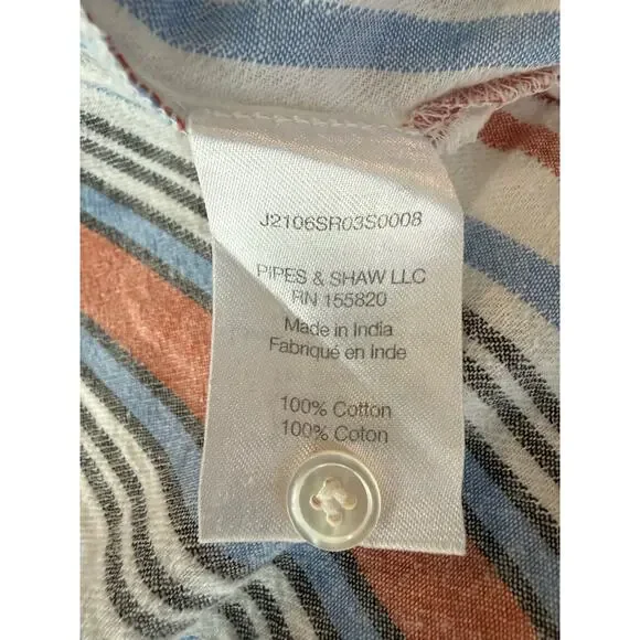 Veronica Beard Jeans Striped Cotton Blouse Blue Salmon XS - Picture 5 of 6